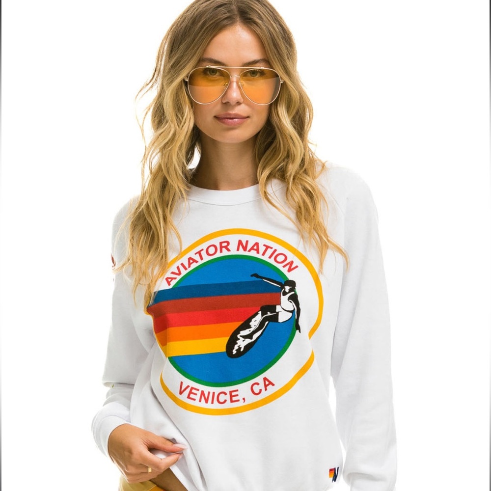 Aviator Nation White Sweatshirt in size medium